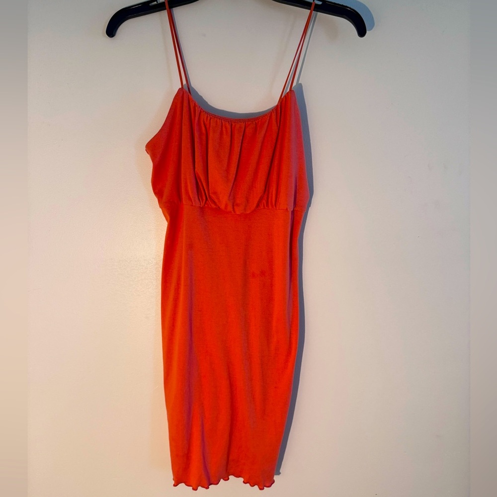 Cotton coral colored summer dress